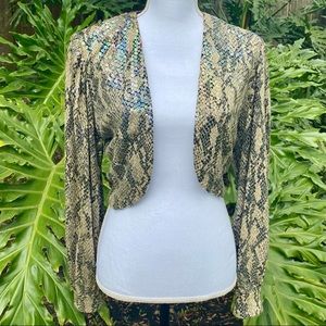 Vintage Jules cropped iridescent sequined snake print jacket size small